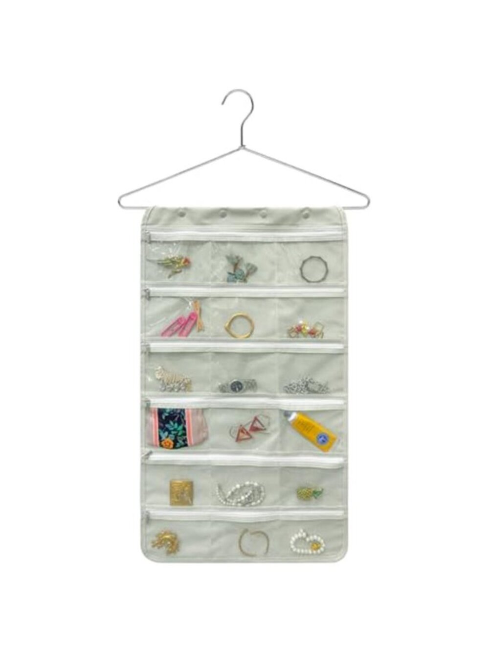 Travel Jewelry Organizer Bag Zippered Pockets Portable Foldable Necklace Earring